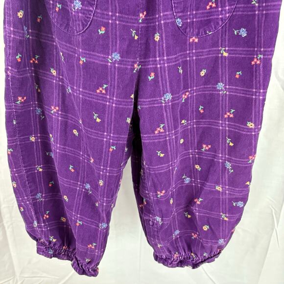 All Mine Vintage Purple Corduroy Floral Print Bubble Romper 24 Months - Picture 7 of 8